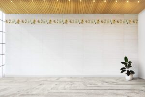 Prepasted Wallpaper Border - Floral Brown, Beige, Green, Red Peach, Cherry, Dandelion Wall Border Retro Design, 15 ft x 6.8 in (4.57m x 17.27cm)