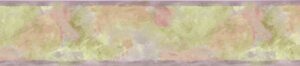 Prepasted Wallpaper Border - Abstract Pink, Purple, Beige, Green Brush Strokes Wall Border Retro Design, 15 ft x 6.89 in (4.57m x 17.5cm)