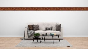 Prepasted Wallpaper Border - Abstract Burgundy, Brown, Green Leaves, Vines Wall Border Retro Design, 15 ft x 5.75 in (4.57m x 14.61cm)