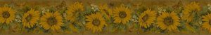 Peel and Stick Wallpaper Border - Floral Yellow, Mustard Sunflowers, Butterflies Wall Border Retro Design, 15 ft x 7 in (4.57m x 17.78cm), Self Adhesive