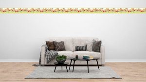 Peel and Stick Wallpaper Border - Floral Orange, Pink, Yellow Flowers, Hummingbird Wall Border Retro Design, 15 ft x 7 in (4.57m x 17.78cm), Self Adhesive