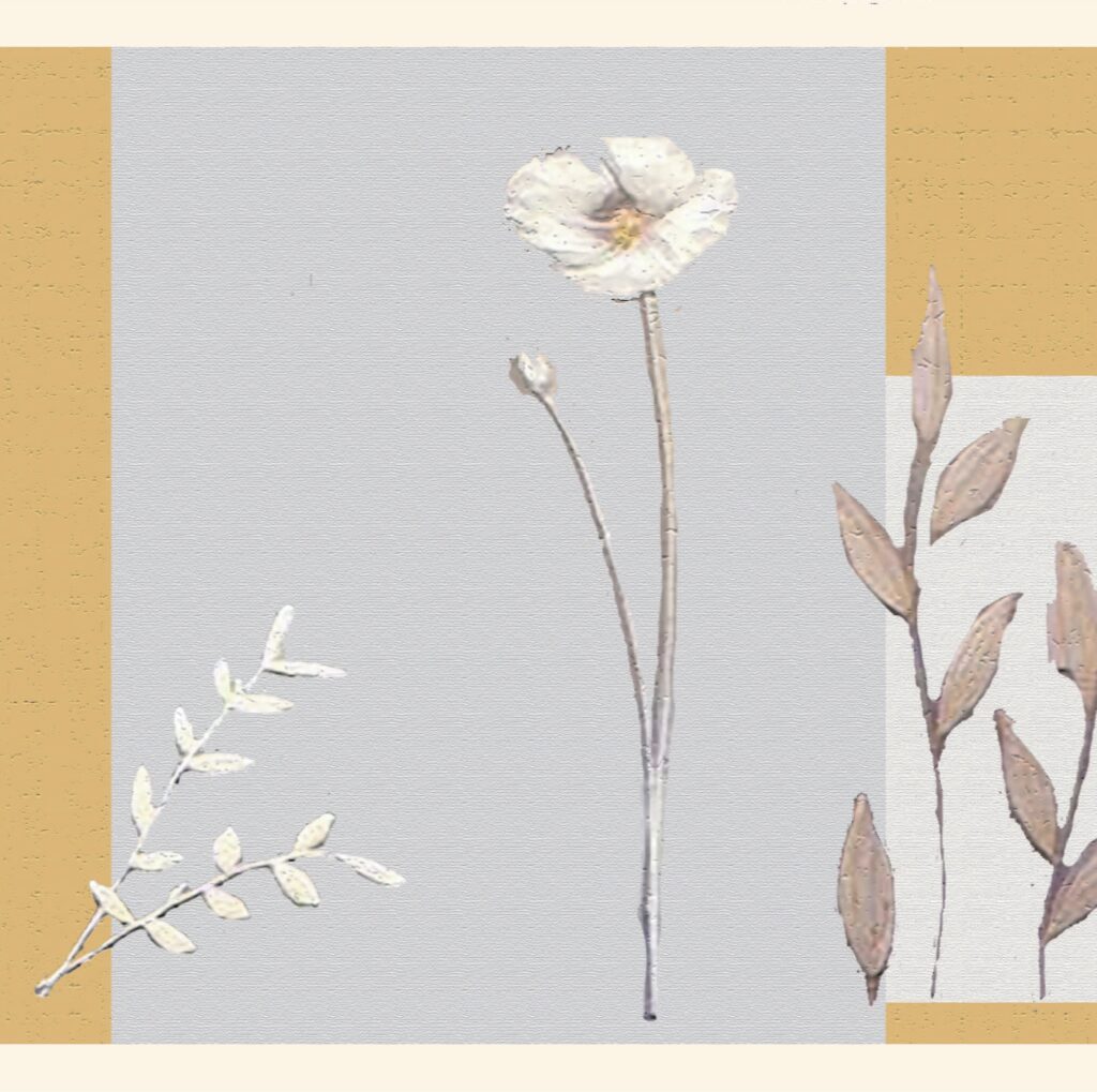 Peel and Stick Wallpaper Border – Geometric Silver, Merigold, Beige Flowers, Shapes Wall Border Retro Design, 15 ft x 7 in (4.57m x 17.78cm), Self Adhesive