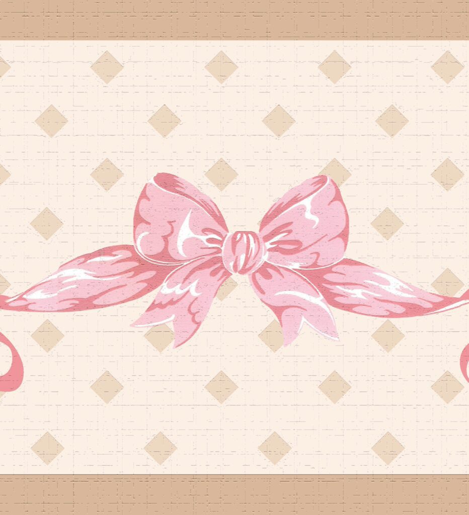 Peel and Stick Wallpaper Border – Kids Pink Bow Tie, Ribbons Wall Border Retro Design, 15 ft x 7 in (4.57m x 17.78cm), Self Adhesive