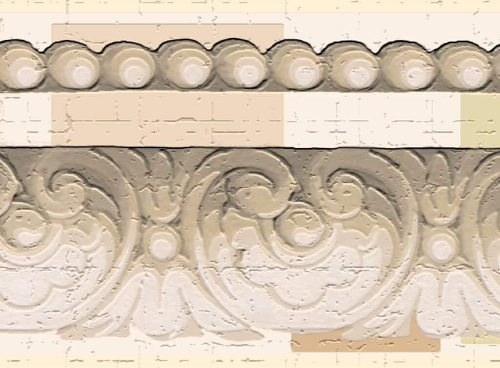 Peel and Stick Wallpaper Border – Victorian Beige, Sepia, Cream Crown Molding Wall Border Retro Design, 15 ft x 7 in (4.57m x 17.78cm), Self Adhesive
