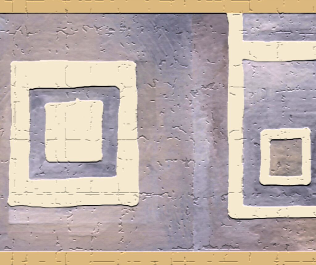 Peel and Stick Wallpaper Border – Geometric Beige, Purple Square Shapes Wall Border Retro Design, 15 ft x 7 in (4.57m x 17.78cm), Self Adhesive