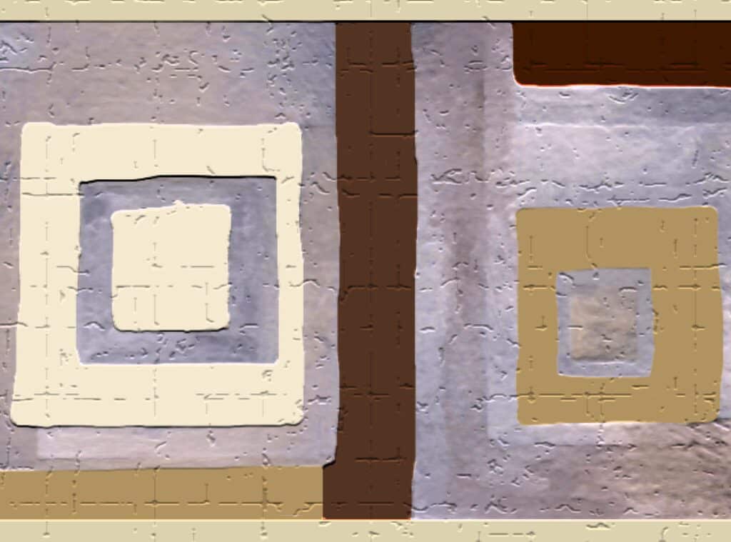 Peel and Stick Wallpaper Border – Geometric Beige, Purple, Tawny Square Shapes Wall Border Retro Design, 15 ft x 7 in (4.57m x 17.78cm), Self Adhesive