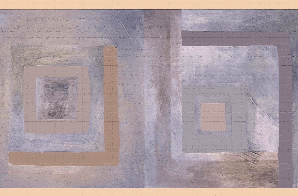Peel and Stick Wallpaper Border – Geometric Sepia, Mauve, Tawny Square Shapes Wall Border Retro Design, 15 ft x 7 in (4.57m x 17.78cm), Self Adhesive