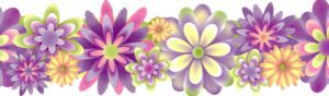 Prepasted Wallpaper Border - Kids Purple, Pink, Green, Yellow Flowers Scalloped Wall Border Retro Design, 15 ft x 5.7 in (4.57m x 14.48cm)