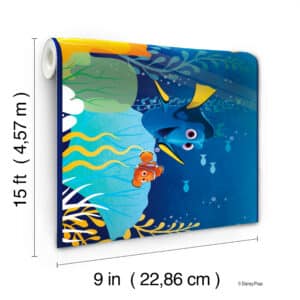 Prepasted Wallpaper Border - Kids Sea World Blue, Green, Yellow, White Wall Border Retro Design, Roll 15 ft X 9 in (4.57m X 22.86cm)