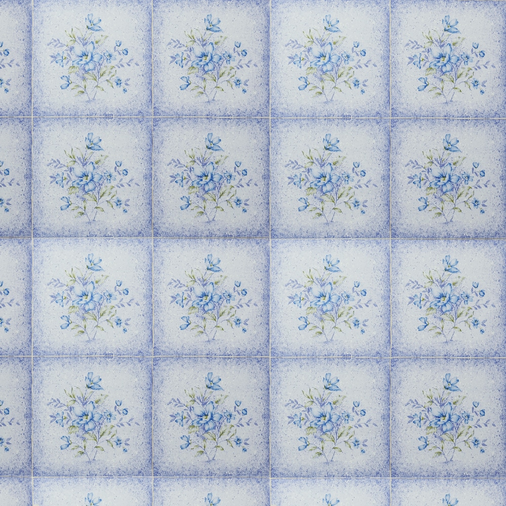Cerulean Blue Mauve Flowers Peel and Stick Wallpaper