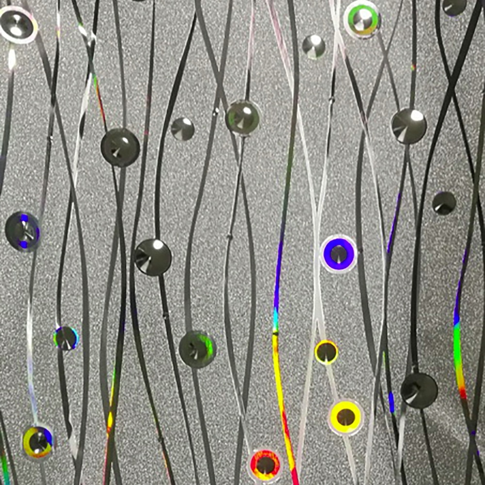 Abstract Glitter Silver, Charcoal, Yellow, Blue Circles, Waves Peel and Stick Self Adhesive Removable Wallpaper, Roll 18 ft. X 18 in. (5.5m X 45cm), 26.6 sq. ft. (2.5 sq. m)