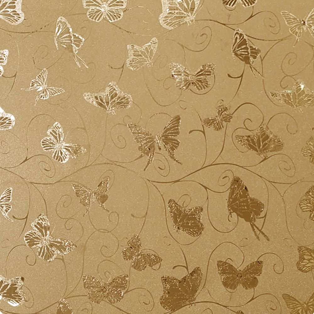 Animals Glitter Gold, Mustard Butterflies, Vines Peel and Stick Self Adhesive Removable Wallpaper, Roll 18 ft. X 18 in. (5.5m X 45cm), 26.6 sq. ft. (2.5 sq. m)