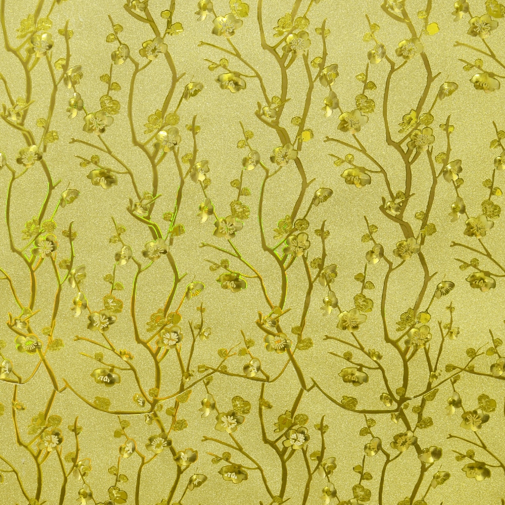 Floral Glitter Gold, Mustard Yellow Green Flowers on Vine Peel and Stick Self Adhesive Removable Wallpaper, Roll 18 ft. X 18 in. (5.5m X 45cm), 26.6 sq. ft. (2.5 sq. m)