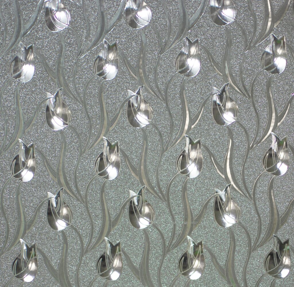 Floral Glitter Silver Tulips Peel and Stick Self Adhesive Removable Wallpaper, Roll 18 ft. X 18 in. (5.5m X 45cm), 26.6 sq. ft. (2.5 sq. m)