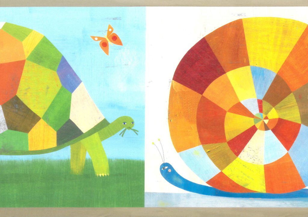 Prepasted Wallpaper Border – Kids Yellow, Green, Blue Rainbow Snail, Turtle, Snake Wall Border Retro Design, 15 ft x 6 in (4.57m x 15.24cm)