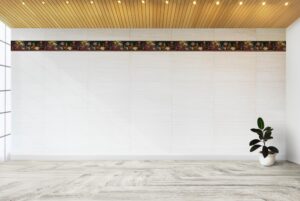 Prepasted Wallpaper Border - Retro Blue, Grey, Pink, Purple Flowers, Vase, Cello  Wall Border Retro Design, 15 ft x 6.8 in (4.57m x 17.27cm)