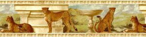 Prepasted Wallpaper Border - Animals Beige, Brown Cheetah, Leopard Wall Border Retro Design, 15 ft x 8 in (4.57m x 20.32cm)