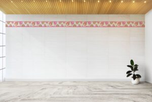 Prepasted Wallpaper Border - Geometric Pink, Green, Yellow, White Circles Wall Border Retro Design, 15 ft x 6 in (4.57m x 15.24cm)