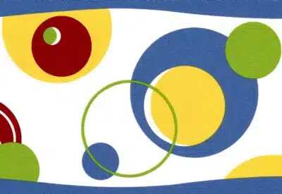 Prepasted Wallpaper Border - Geometric Green, Blue, Red Circles Wall Border Retro Design, 15 ft x 6 in (4.57m x 15.24cm)