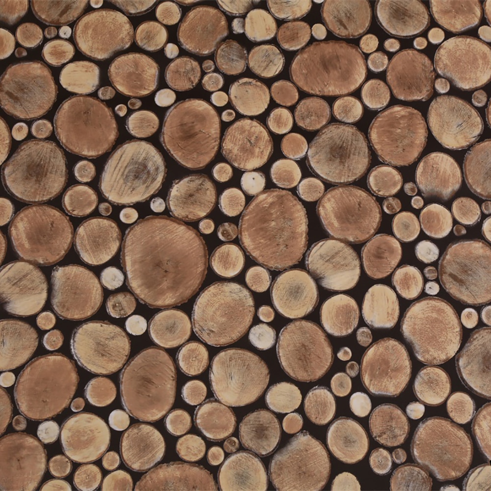 Distressed Wood Brown, Beige Cut Logs Peel and Stick Self Adhesive Removable Wallpaper, Roll 18 ft. X 18 in. (5.5m X 45cm), 26.6 sq. ft. (2.5 sq. m)