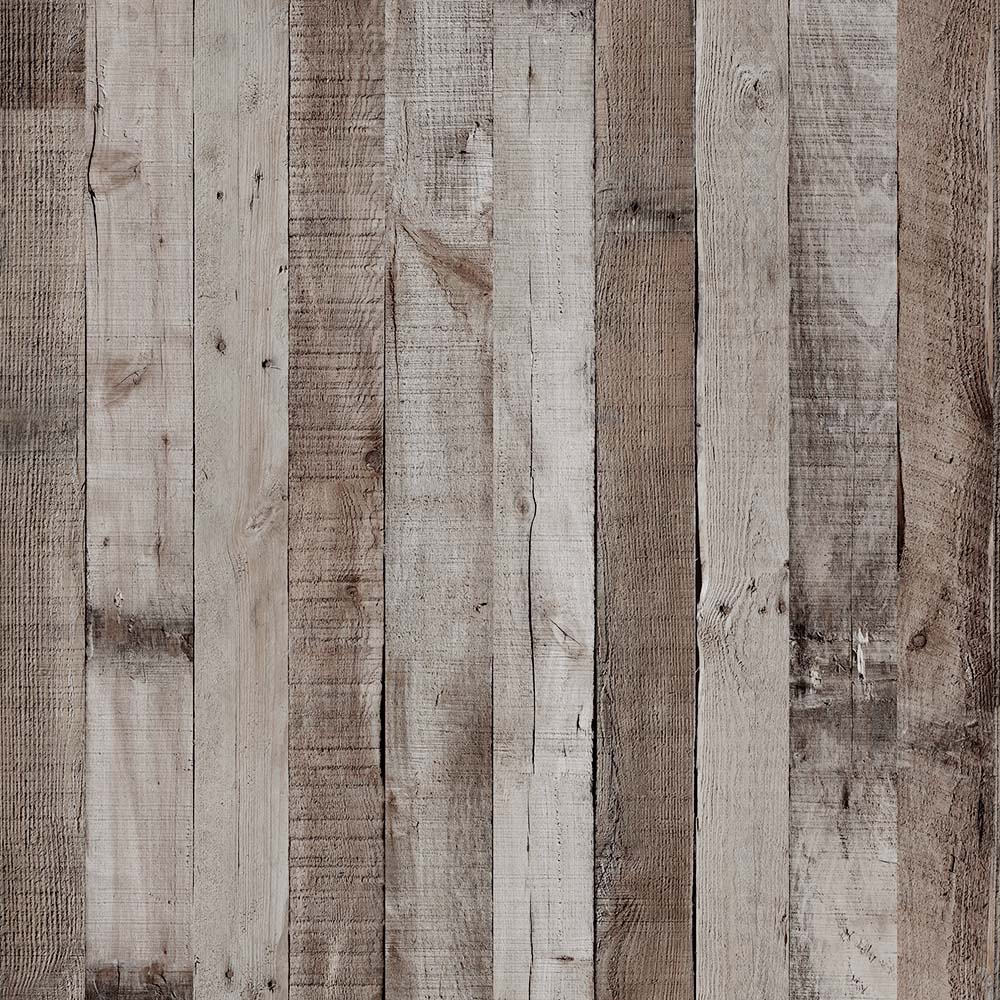 Distressed Wood Brown, Beige Planks Peel and Stick Self Adhesive Removable Wallpaper, Roll 18 ft. X 18 in. (5.5m X 45cm), 26.6 sq. ft. (2.5 sq. m)