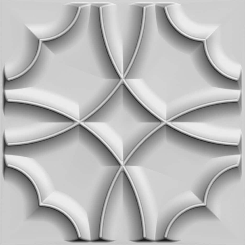 Paintable Off White Quatrefoil Clover Fiber 3D Wall Panel, Interior Wall Paneling, 1.6 ft X 1.6 ft (50cm X 50cm), 2.6 sq.ft. (0.25 sq. m) each