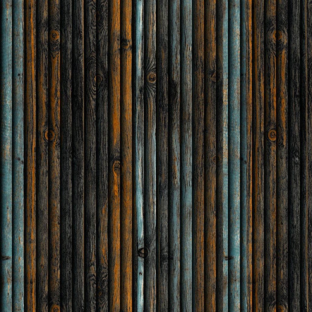 Charcoal, Blue, Orange Faux Wood 3D Wall Panel