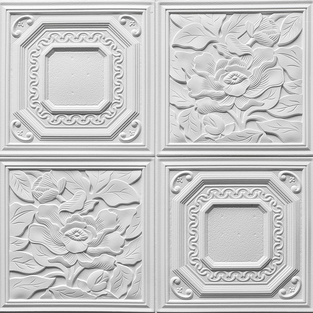 Off White Shapes, Flowers 3D Wall Panel