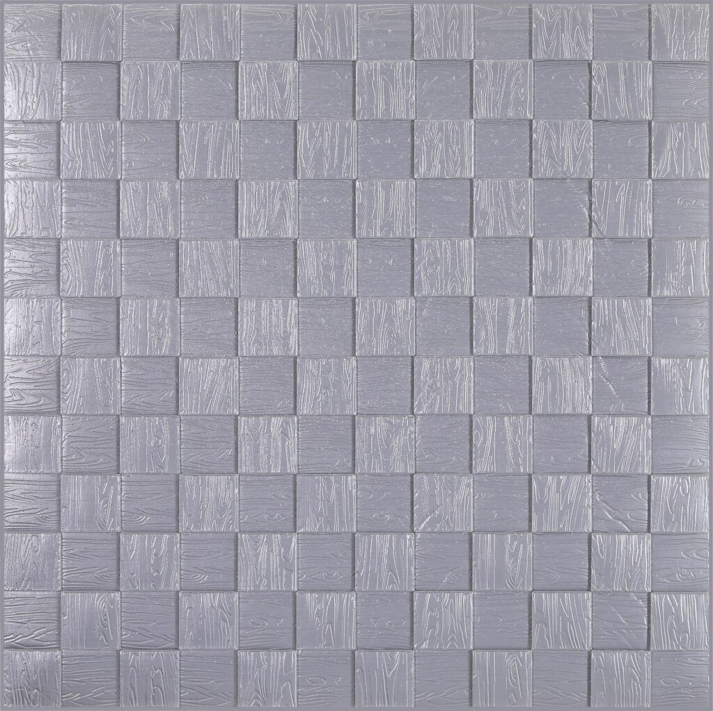 Silver, Grey Cubes 3D Wall Panel, Peel and Stick Wall Sticker, Self Adhesive Foam Wallpaper Wall Paneling Decor, 2.3ft X 2.3ft, 5.29 sq ft each