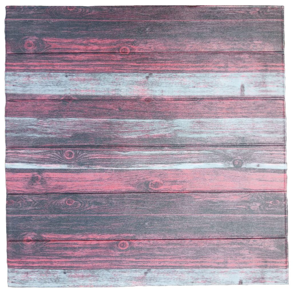 Charcoal Red Off-White Faux Wood 3D Wall Panel