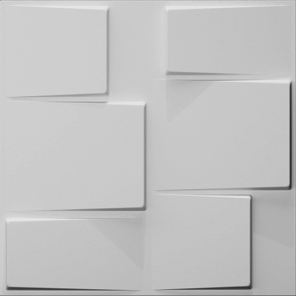 Paintable Off White Geometric Steps Fiber 3D Wall Panel, Interior Wall Paneling, 1.6 ft X 1.6 ft (50cm X 50cm), 2.6 sq.ft. (0.25 sq. m) each