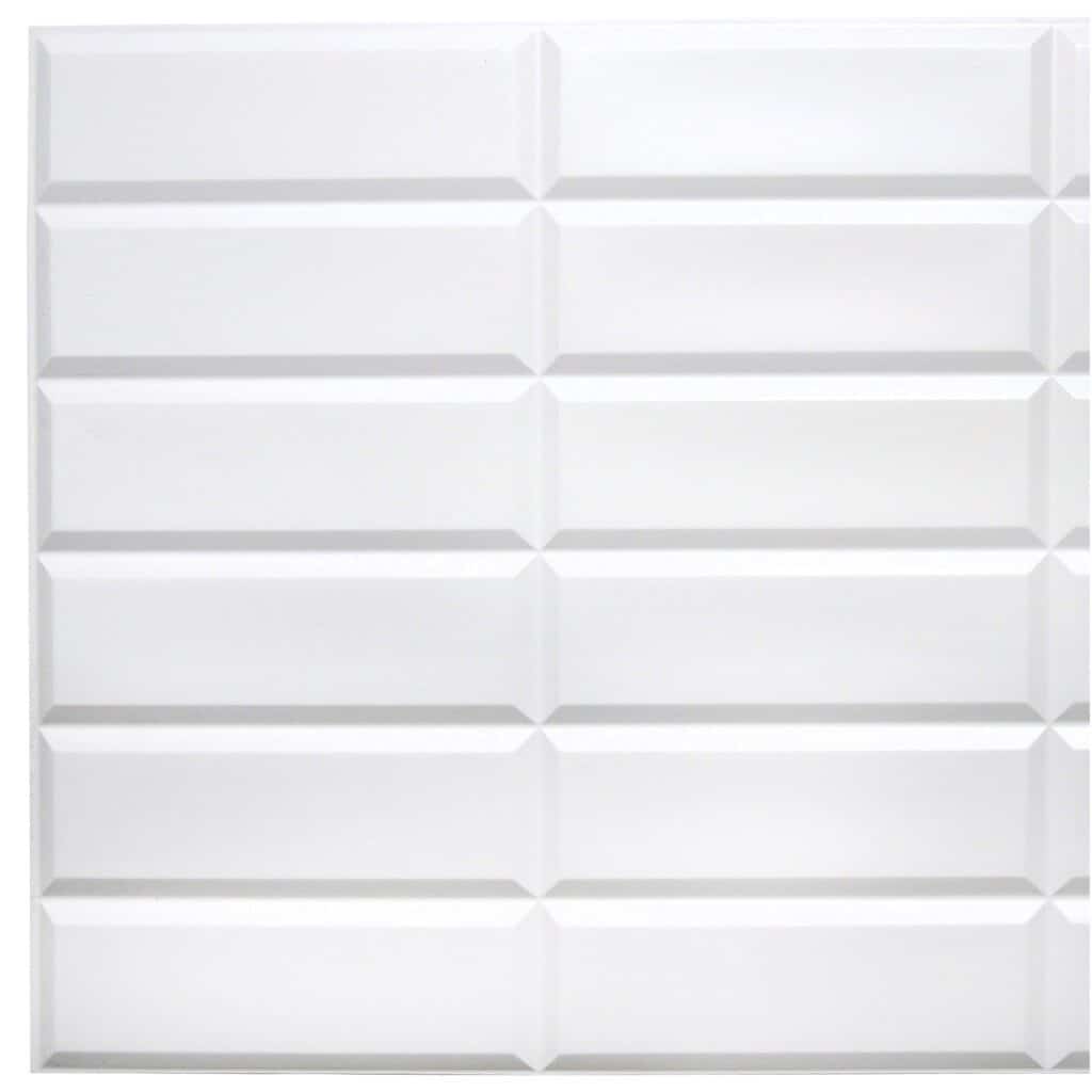 Stacked White Faux Tile PVC 3D Wall Panel