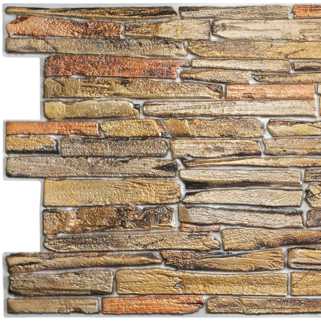 Copper Faux Stone PVC 3D Wall Panel