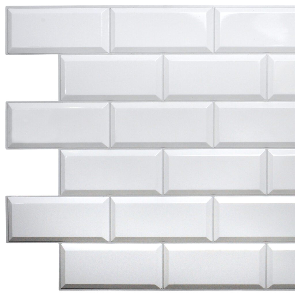 Pearl White Faux Tile PVC 3D Wall Panel