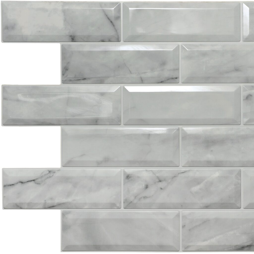 Off-White Faux Marble Bricks PVC 3D Wall Panel