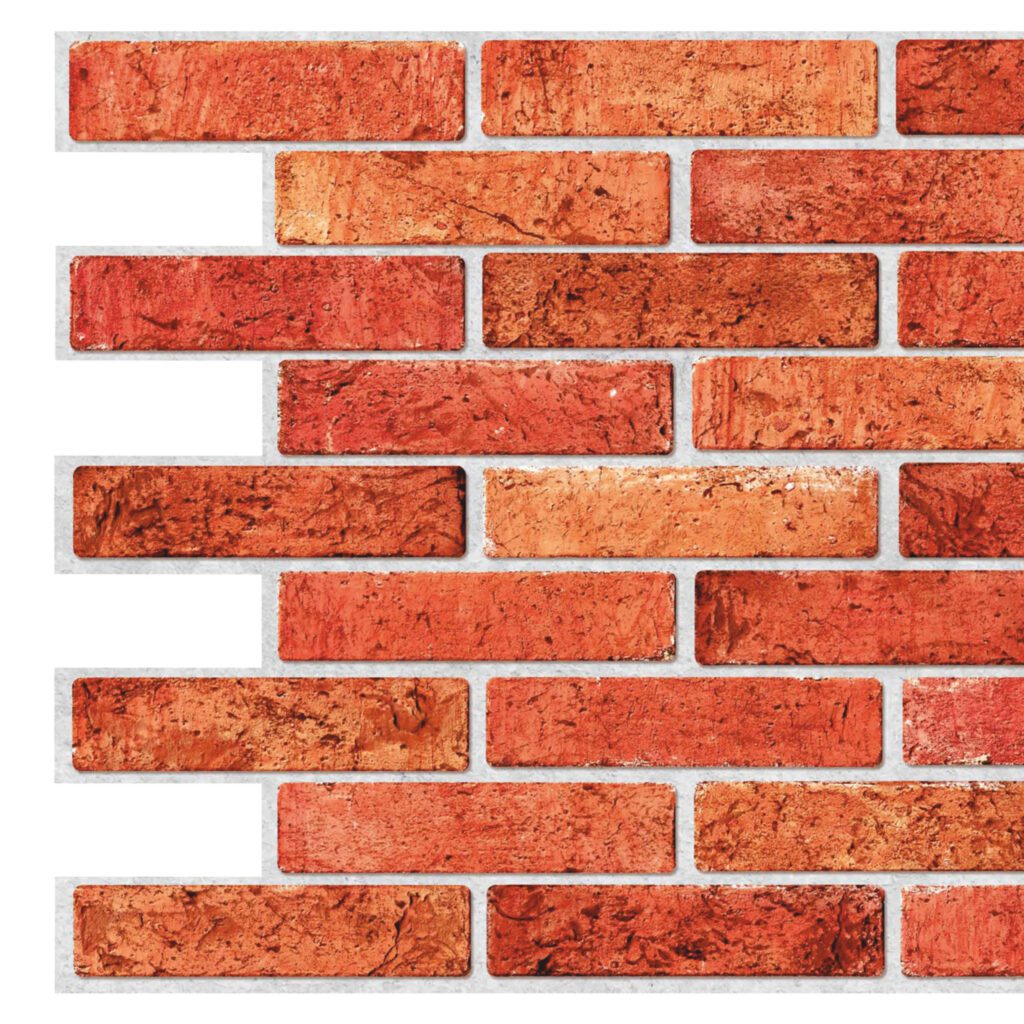 Red Faux Brick PVC 3D Wall Panel, 3.2 ft X 1.6 ft (96cm X 50cm), Interior Design Wall Paneling Decor, 5.2 sq. ft. (0.48 sq. m) each
