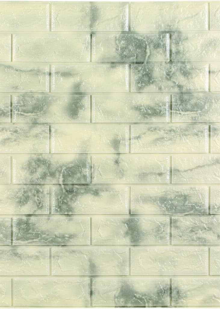 Greenish Yellow, Charcoal Faux Marble Bricks 3D Wall Panel, Peel and Stick Wall Sticker, Self Adhesive Foam Wallpaper Wall Paneling Decor, 2.3ft X 2.5ft, 5.75 sq ft each