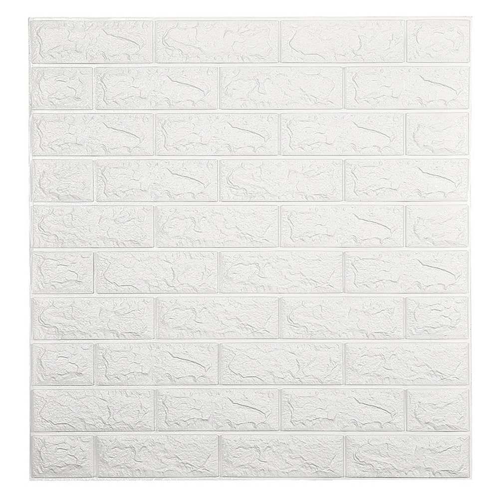Off White Faux Bricks 3D Wall Panel, Peel and Stick Wall Sticker, Self Adhesive Foam Wallpaper Wall Paneling Decor, 2.3ft X 2.5ft, 5.75 sq ft each