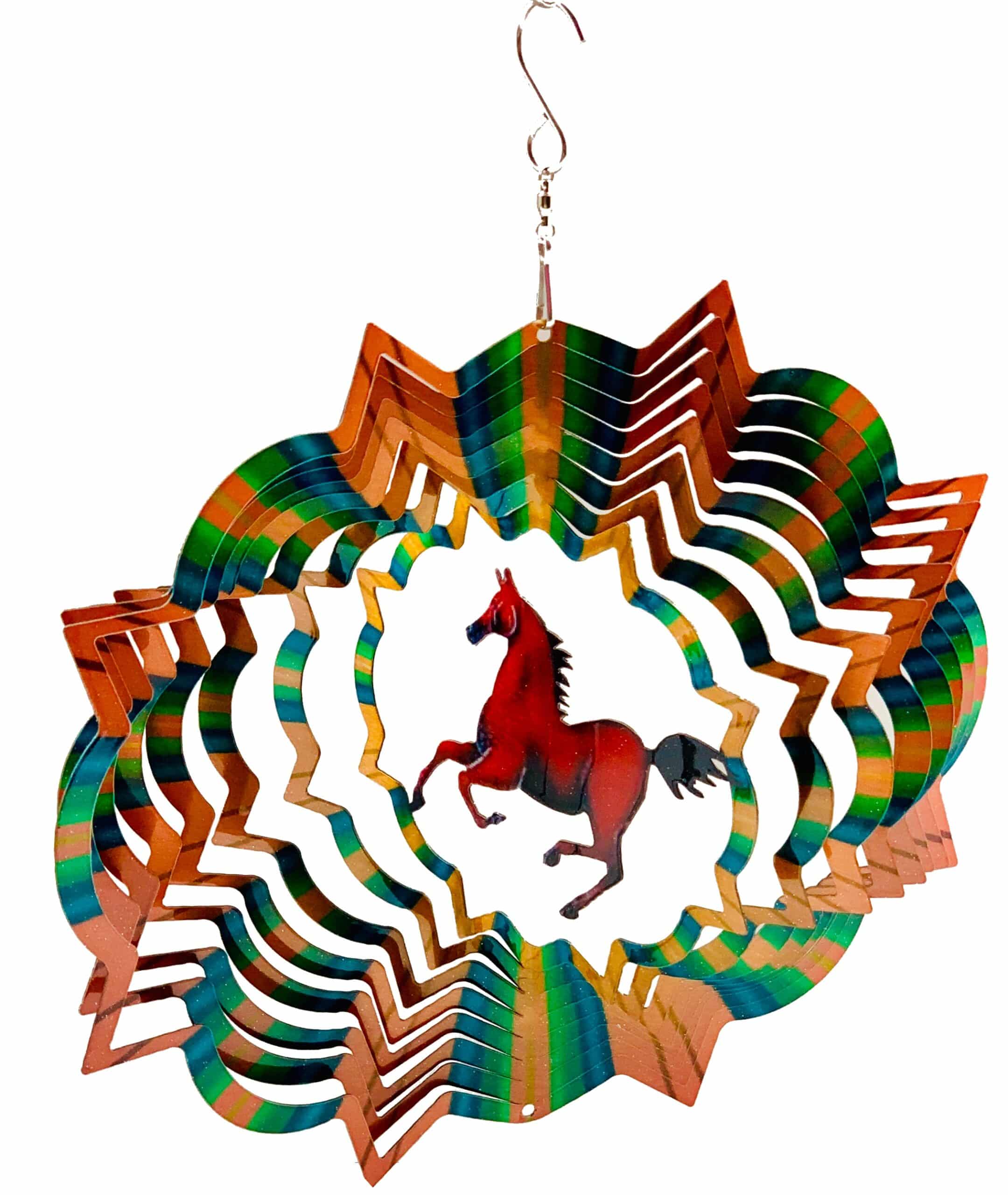 3D Hanging Indoor Outdoor Yard Garden Decoration – Mandala – Horse – Red, Orange, Green – 12 inch – Unique Gift Idea For Men Women, Souvenir, Present