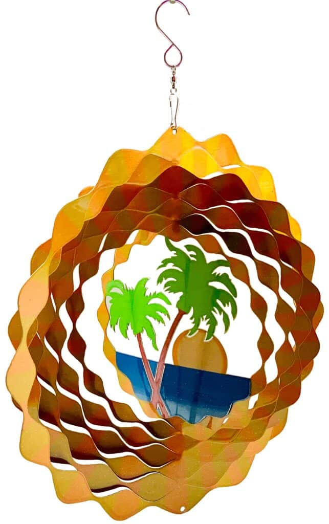 3D Hanging Indoor Outdoor Yard Garden Decoration – Palm Trees Beach Sun – Yellow Orange Green Blue – Unique Gift Idea For Men Women, Souvenir, Present