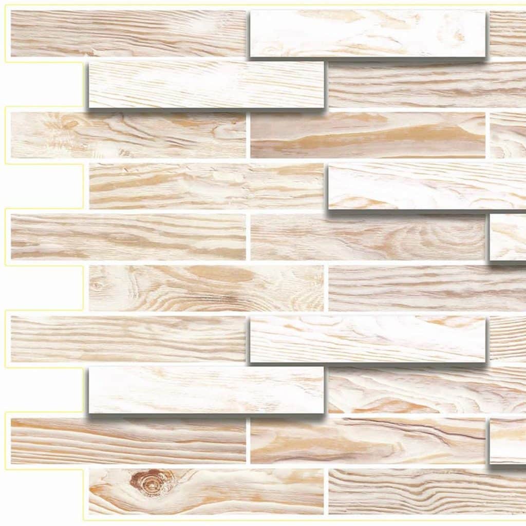 Off White Faux Oak Steps, 3.2 ft x 1.6 ft, PVC 3D Wall Panel, Interior Design Wall Paneling Decor, 5.1 sq. ft.