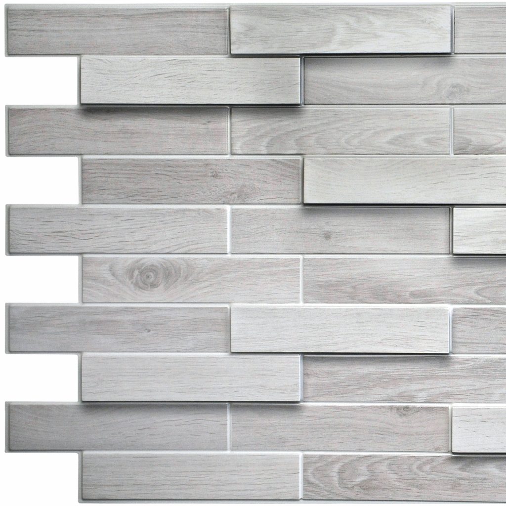 White Grey Faux Oak Steps, 3.2 ft x 1.6 ft, PVC 3D Wall Panel, Interior Design Wall Paneling Decor, 5.1 sq. ft.