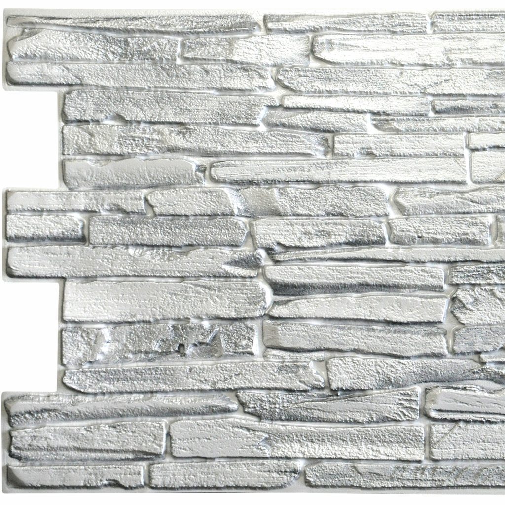 White Faux Flagstone, 3.2 ft x 1.6 ft, PVC 3D Wall Panel, Interior Design Wall Paneling Decor, 5.3 sq. ft.