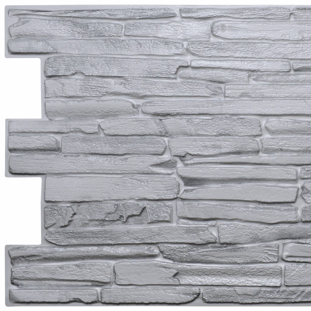 Grey Faux Flagstone, 3.2 ft x 1.6 ft, PVC 3D Wall Panel, Interior Design Wall Paneling Decor, 5.3 sq. ft.