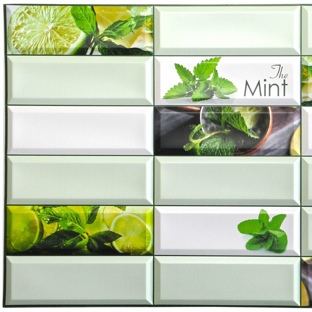 Shades of Green Faux Mint Leaves Lime, 3.1 ft x 1.6 ft, PVC 3D Wall Panel, Interior Design Wall Paneling Decor, 4.9 sq. ft.