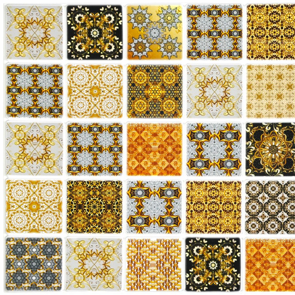 Golden Black Beige Yellow Faux Abstract Patterns, 3.1 ft x 1.6 ft, PVC 3D Wall Panel, Interior Design Wall Paneling Decor, 4.9 sq. ft.