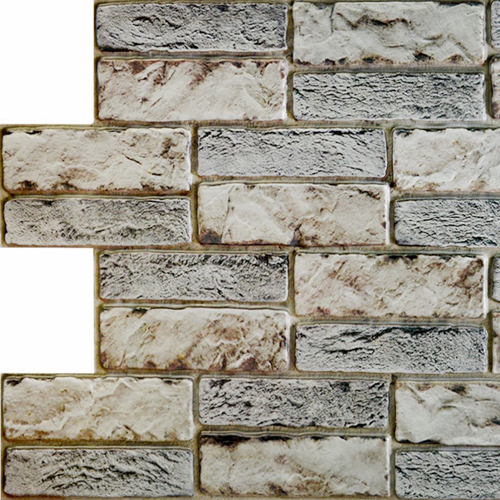 Dark Beige Grey Faux Old Brick, 3.1 ft x 1.6 ft, PVC 3D Wall Panel, Interior Design Wall Paneling Decor, 4.9 sq. ft.