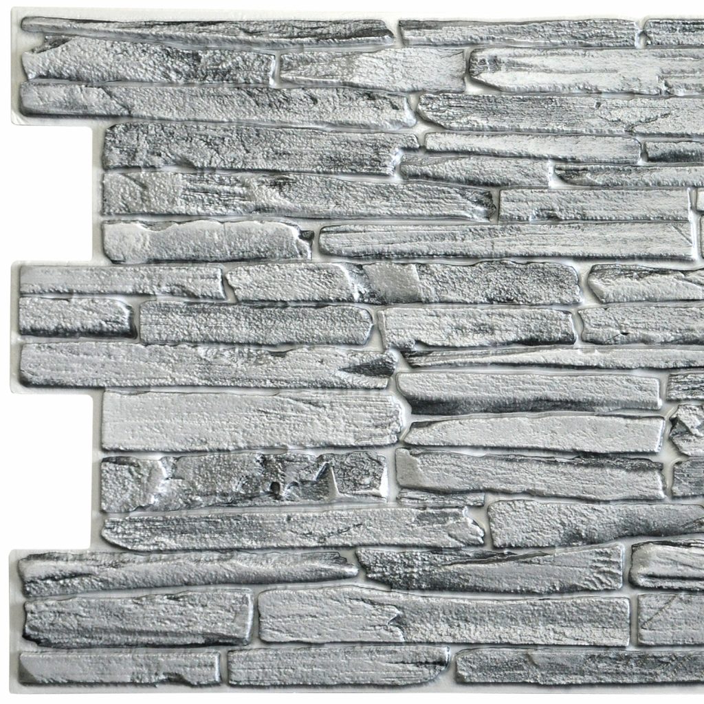 Grey Faux Slate, 3.2 ft x 1.6 ft, PVC 3D Wall Panel, Interior Design Wall Paneling Decor, 5.3 sq. ft.