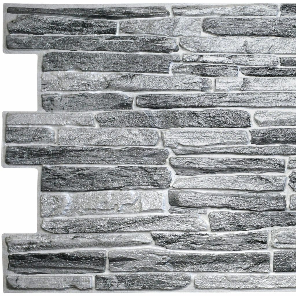 Dark Grey Faux Slate, 3.2 ft x 1.6 ft, PVC 3D Wall Panel, Interior Design Wall Paneling Decor, 5.3 sq. ft.