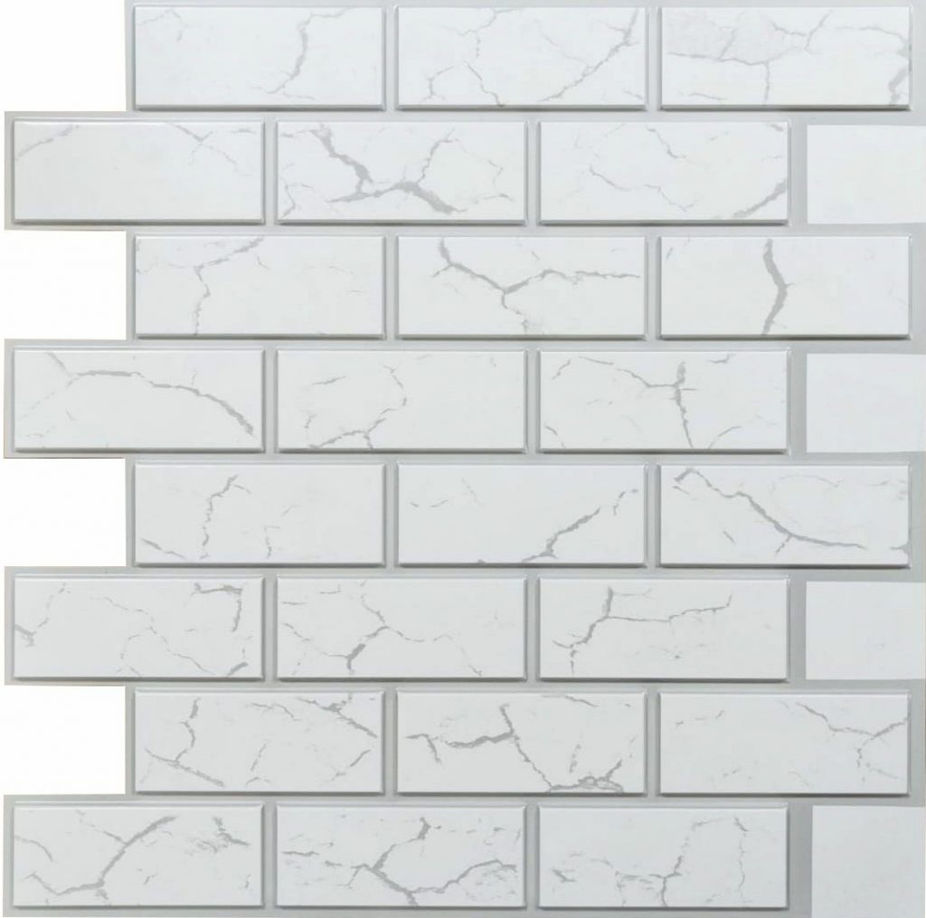 White Grey Faux Brick PVC 3D Wall Panel